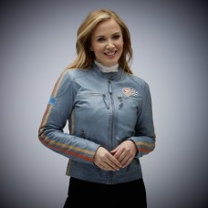GULF Racing Women's leather jacket - blue