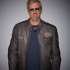 GULF Racing Men's leather jacket - antrazit